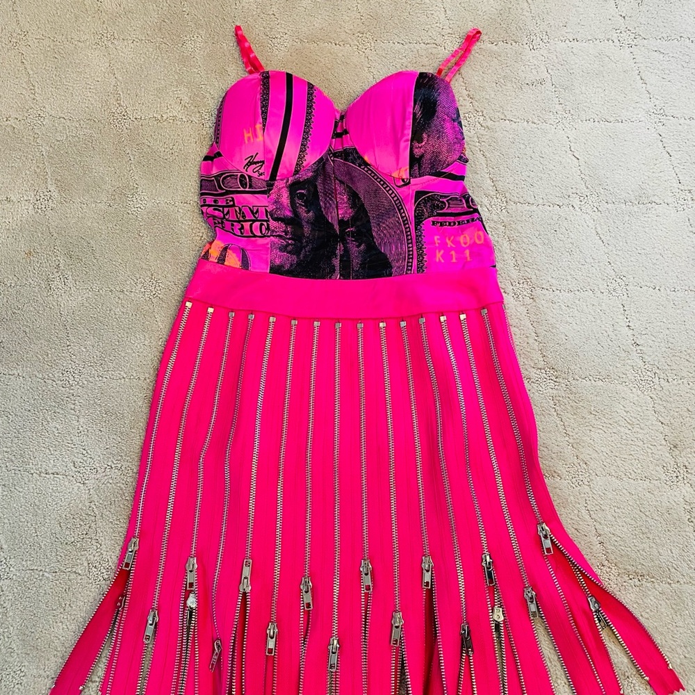 NWT Akira This Look Speaks Mini Dress with multiple zippers in pink size small